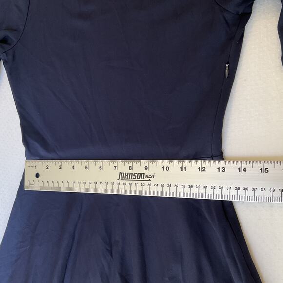 Forever 21 Women Dress M Navy Fit & Flare Button 3/4 Sleeve Knee Length - Picture 6 of 10